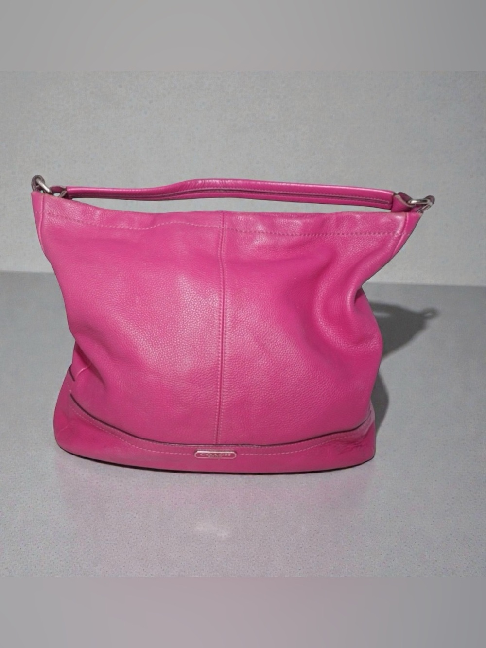 Coach Pink Park Pebble Leather Hobo Bag Magenta Fuchsia F23293